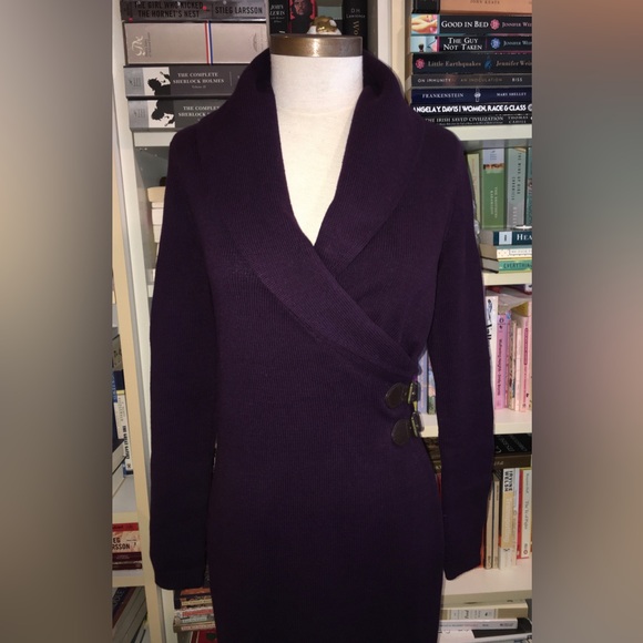 Ralph Lauren Deep Eggplant Purple Sweater Knit Dress - Picture 6 of 11